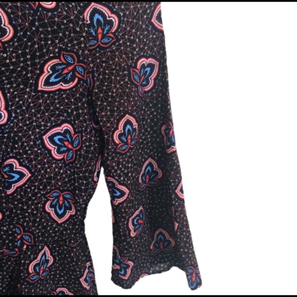 H&M Boho Patterned Fit and Flare Dress With Long Sleeves Brown Size 4 - Picture 6 of 8